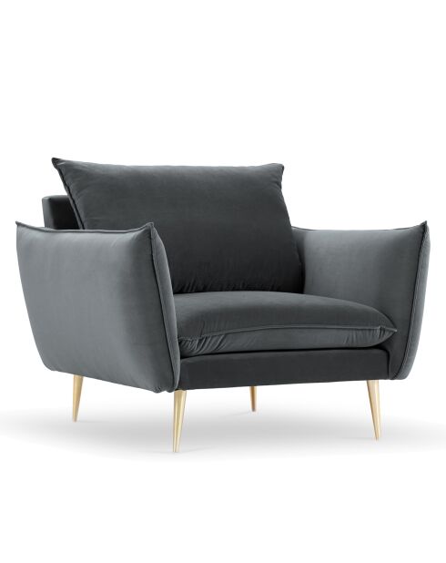 Sillón Elio de terciopelo gris - 93x100x97 cm