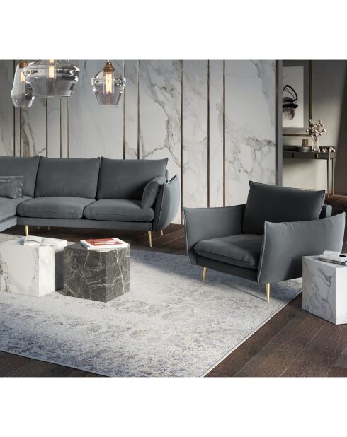 Sillón Elio de terciopelo gris - 93x100x97 cm