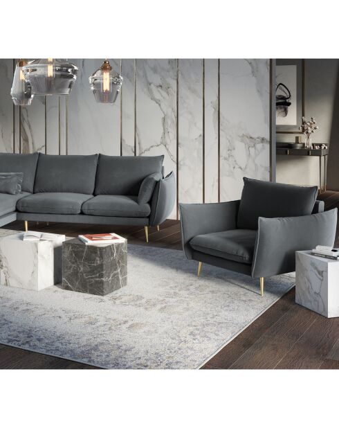 Fauteuil Velours Elio gris - 93x100x97 cm