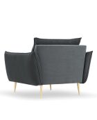Fauteuil Velours Elio gris - 93x100x97 cm