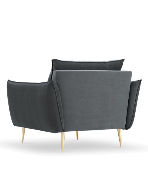 Sillón Elio de terciopelo gris - 93x100x97 cm