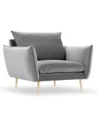 Fauteuil Velours Elio gris clair - 93x100x97 cm