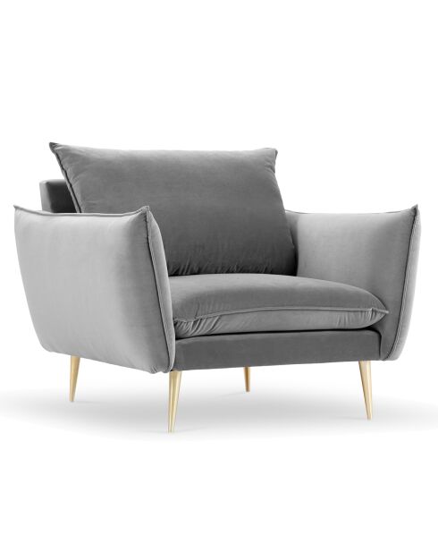 Sillón Elio de terciopelo gris claro - 93x100x97 cm