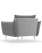 Fauteuil Velours Elio gris clair - 93x100x97 cm