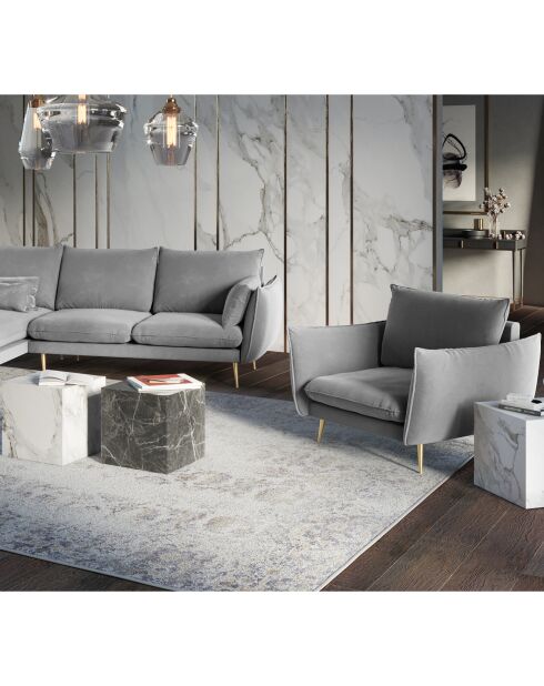 Fauteuil Velours Elio gris clair - 93x100x97 cm