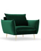 Fauteuil Velours Elio vert bouteille - 93x100x97 cm
