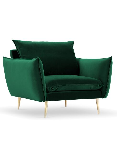 Fauteuil Velours Elio vert bouteille - 93x100x97 cm
