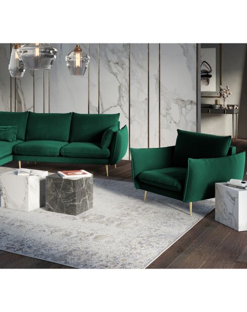 Fauteuil Velours Elio vert bouteille - 93x100x97 cm