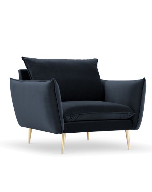 Fauteuil Velours Elio bleu foncé - 93x100x97 cm