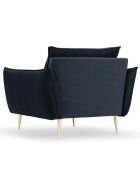 Fauteuil Velours Elio bleu foncé - 93x100x97 cm