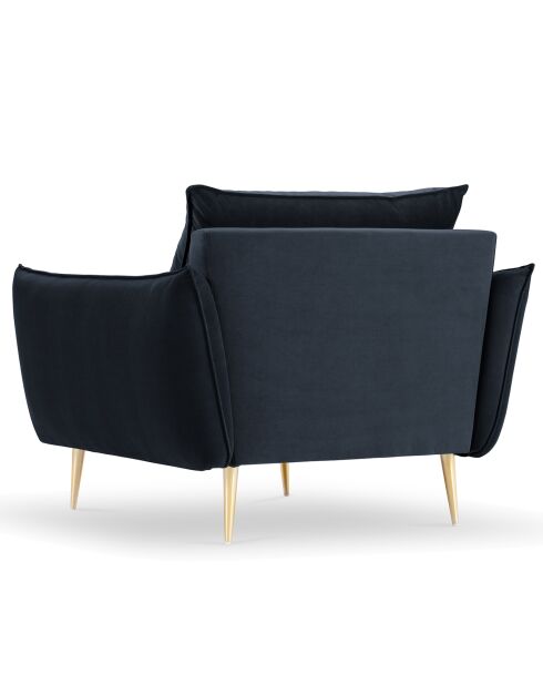 Fauteuil Velours Elio bleu foncé - 93x100x97 cm
