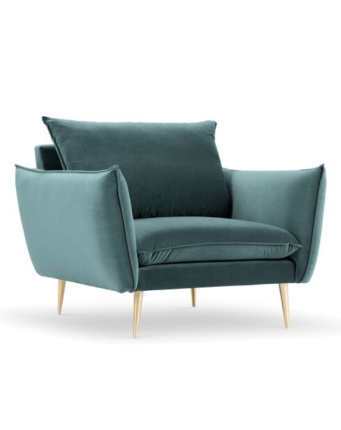 Fauteuil Velours Elio pétrole - 93x100x97 cm