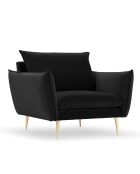 Fauteuil Velours Elio noir - 93x100x97 cm