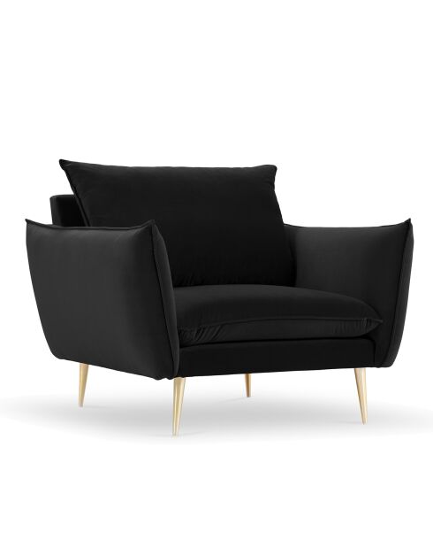 Fauteuil Velours Elio noir - 93x100x97 cm