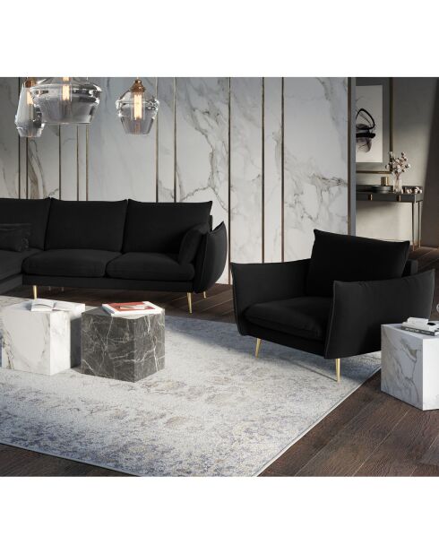 Fauteuil Velours Elio noir - 93x100x97 cm