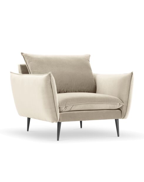 Fauteuil Velours Elio beige - 93x100x97 cm