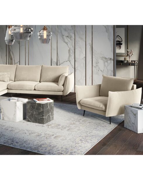 Fauteuil Velours Elio beige - 93x100x97 cm