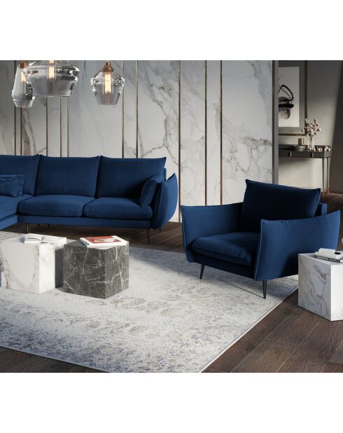 Fauteuil Velours Elio bleu roi - 93x100x97 cm