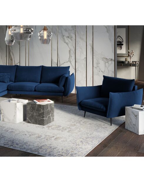 Fauteuil Velours Elio bleu roi - 93x100x97 cm