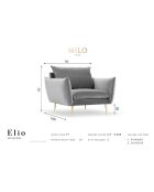 Fauteuil Velours Elio bleu roi - 93x100x97 cm