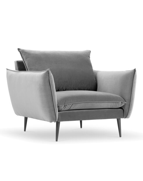 Fauteuil Velours Elio gris clair - 93x100x97 cm