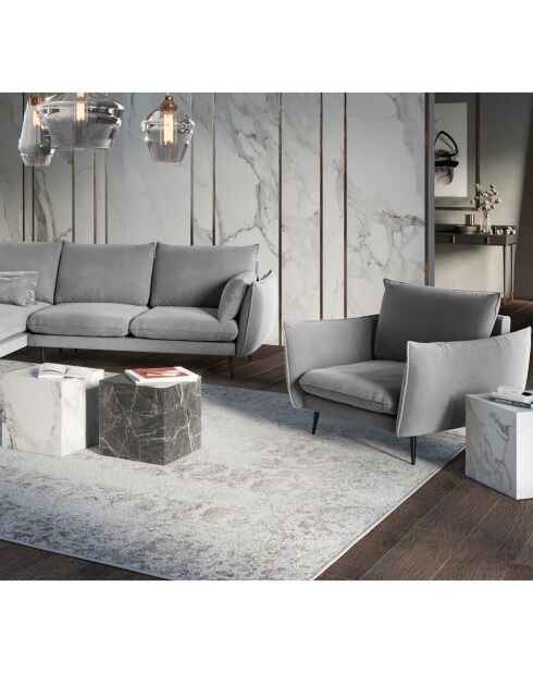 Fauteuil Velours Elio gris clair - 93x100x97 cm
