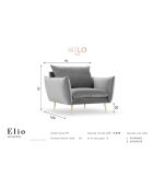 Fauteuil Velours Elio gris clair - 93x100x97 cm