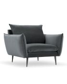 Fauteuil Velours Elio gris - 93x100x97 cm