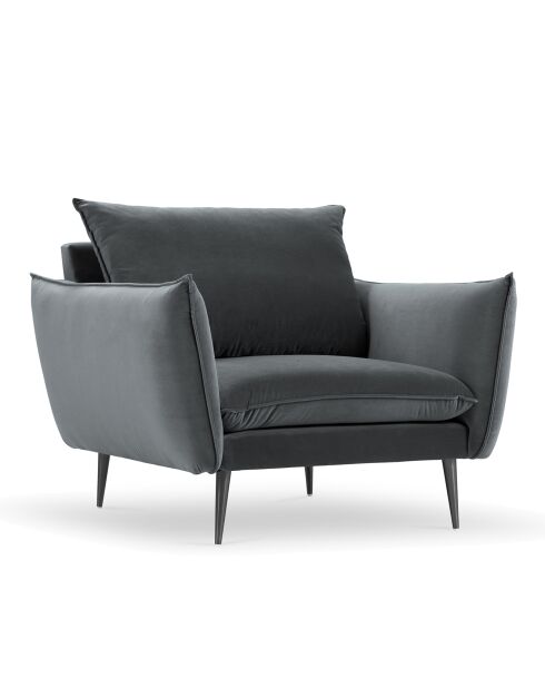 Sillón Elio de terciopelo gris - 93x100x97 cm