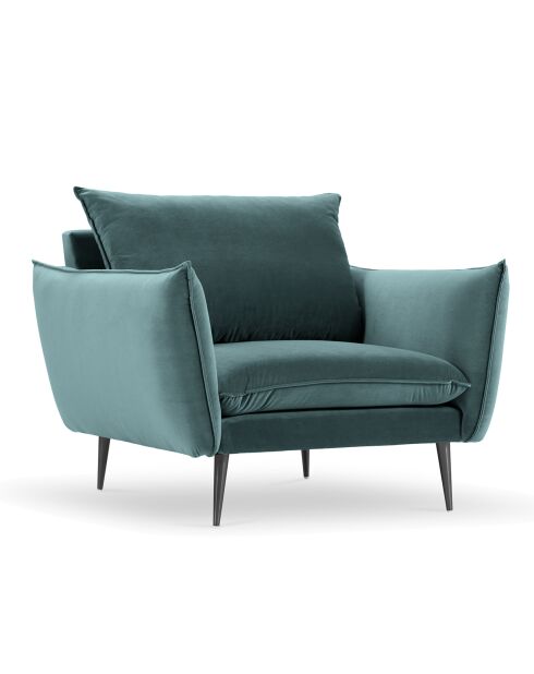 Fauteuil Velours Elio pétrole - 93x100x97 cm