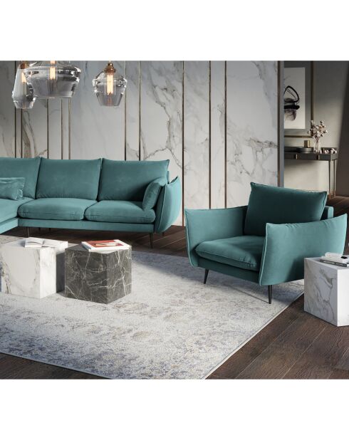 Fauteuil Velours Elio pétrole - 93x100x97 cm