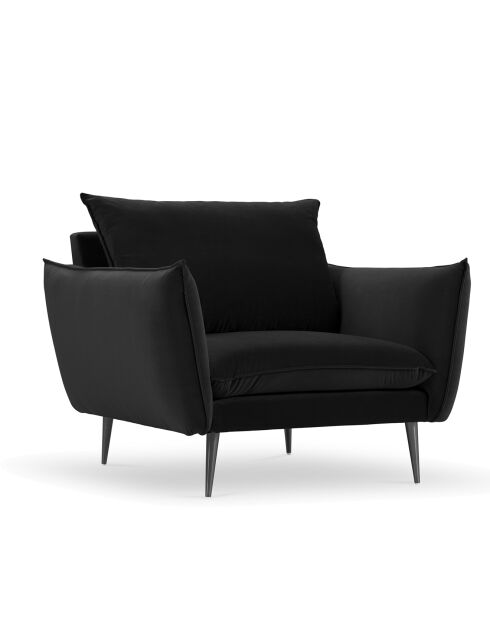 Fauteuil Velours Elio noir - 93x100x97 cm