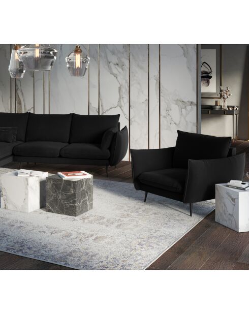 Fauteuil Velours Elio noir - 93x100x97 cm