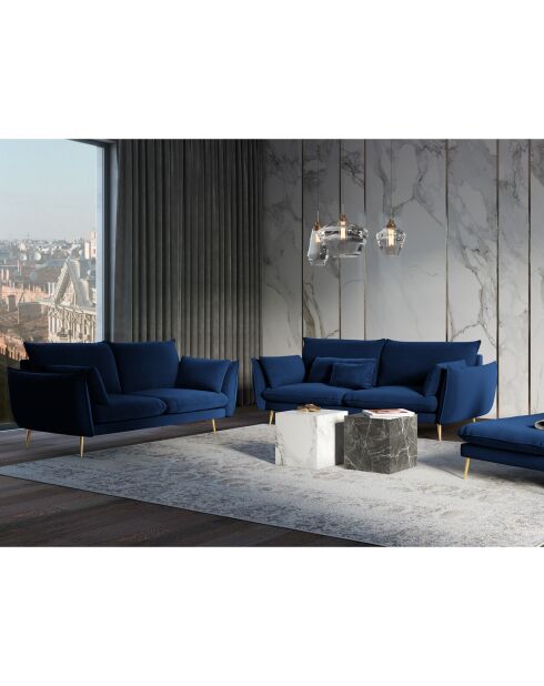 Canapé Velours Elio bleu roi - 158x100x97 cm