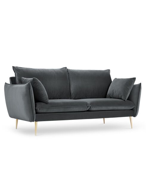 Canapé Velours Elio gris - 158x100x97 cm