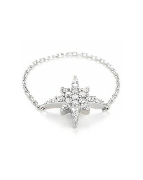 Bague Chaine Star en Or blanc & Diamants 0.1 ct