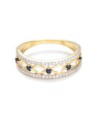 Bague Crown en Or jaune, Diamants 0.16 ct & Saphirs 0.14 ct