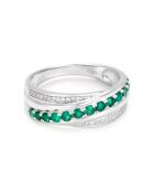 Bague Entrelacs en Or blanc, Diamants 0.05 ct & Emeraudes 0.49 ct