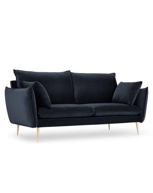 Canapé Velours Elio bleu foncé - 158x100x97 cm