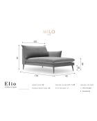 Méridienne Droite Elio noir - 170x107x97 cm