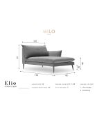Méridienne Droite Elio bleu roi - 170x107x97 cm