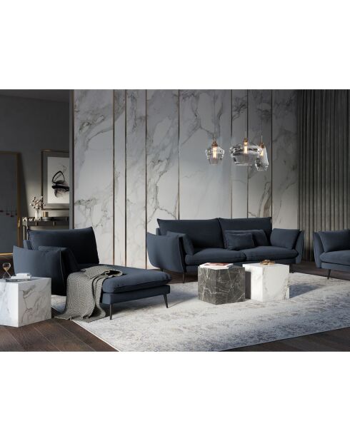 Méridienne Gauche Elio bleu foncé - 170x107x97 cm