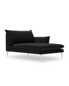 Méridienne Droite en velours Elio noir - 170x107x97 cm