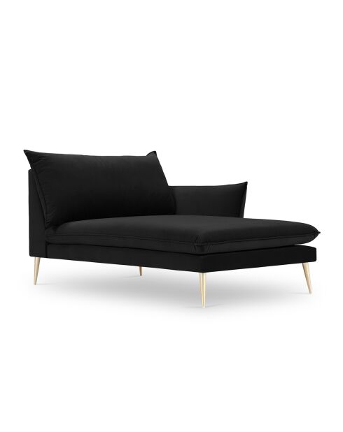 Méridienne Droite en velours Elio noir - 170x107x97 cm