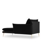 Méridienne Droite en velours Elio noir - 170x107x97 cm