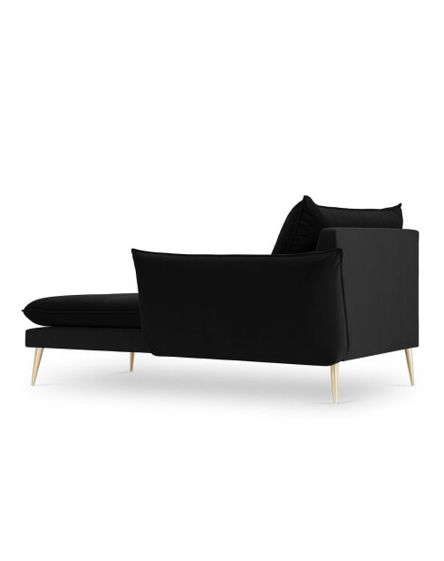 Méridienne Droite en velours Elio noir - 170x107x97 cm