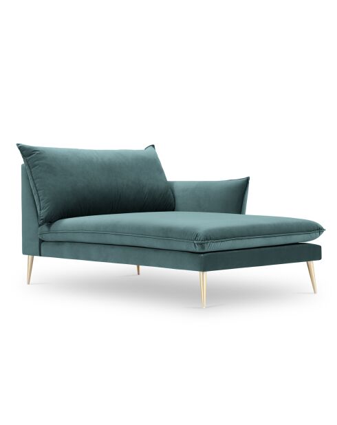 Méridienne Droite en velours Elio pétrole - 170x107x97 cm
