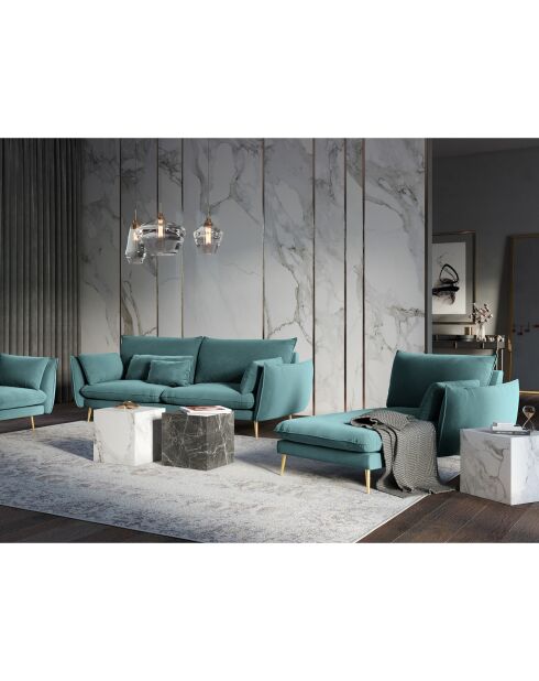 Méridienne Droite en velours Elio pétrole - 170x107x97 cm