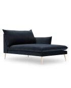 Méridienne Droite en velours Elio bleu foncé - 170x107x97 cm