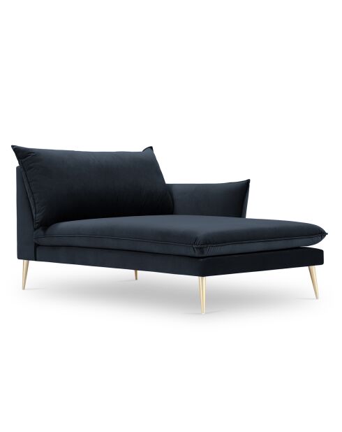 Méridienne Droite en velours Elio bleu foncé - 170x107x97 cm